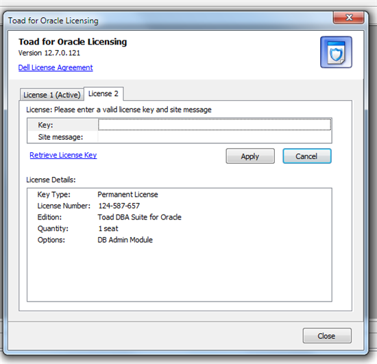 toad for oracle license key and site messagerie